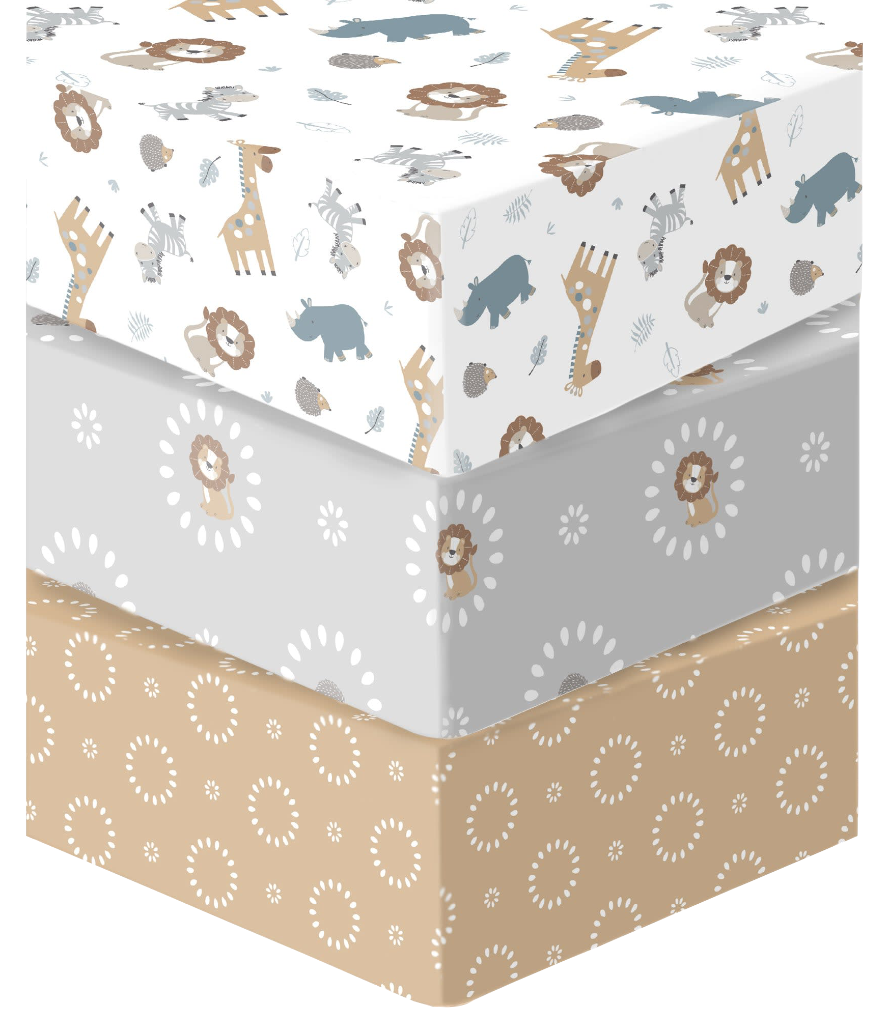 Trend Lab Sammy & Lou Safari Squad Microfiber Fitted Crib Sheet 3Pack